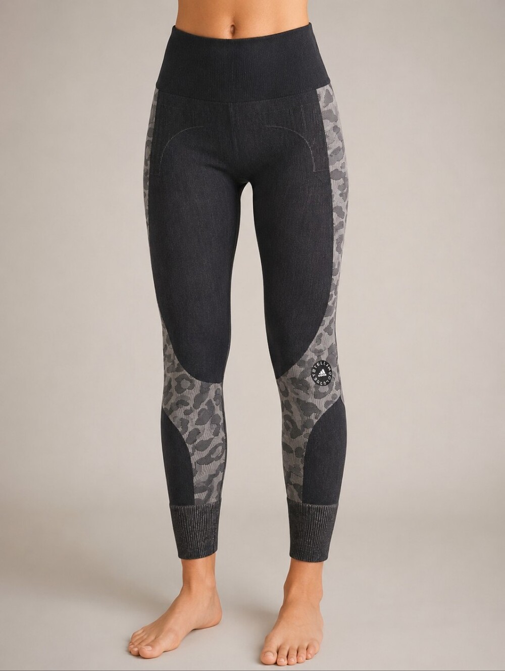 Adidas x Stella McCartney Leggings Size M Grey Leopard Print High Rise